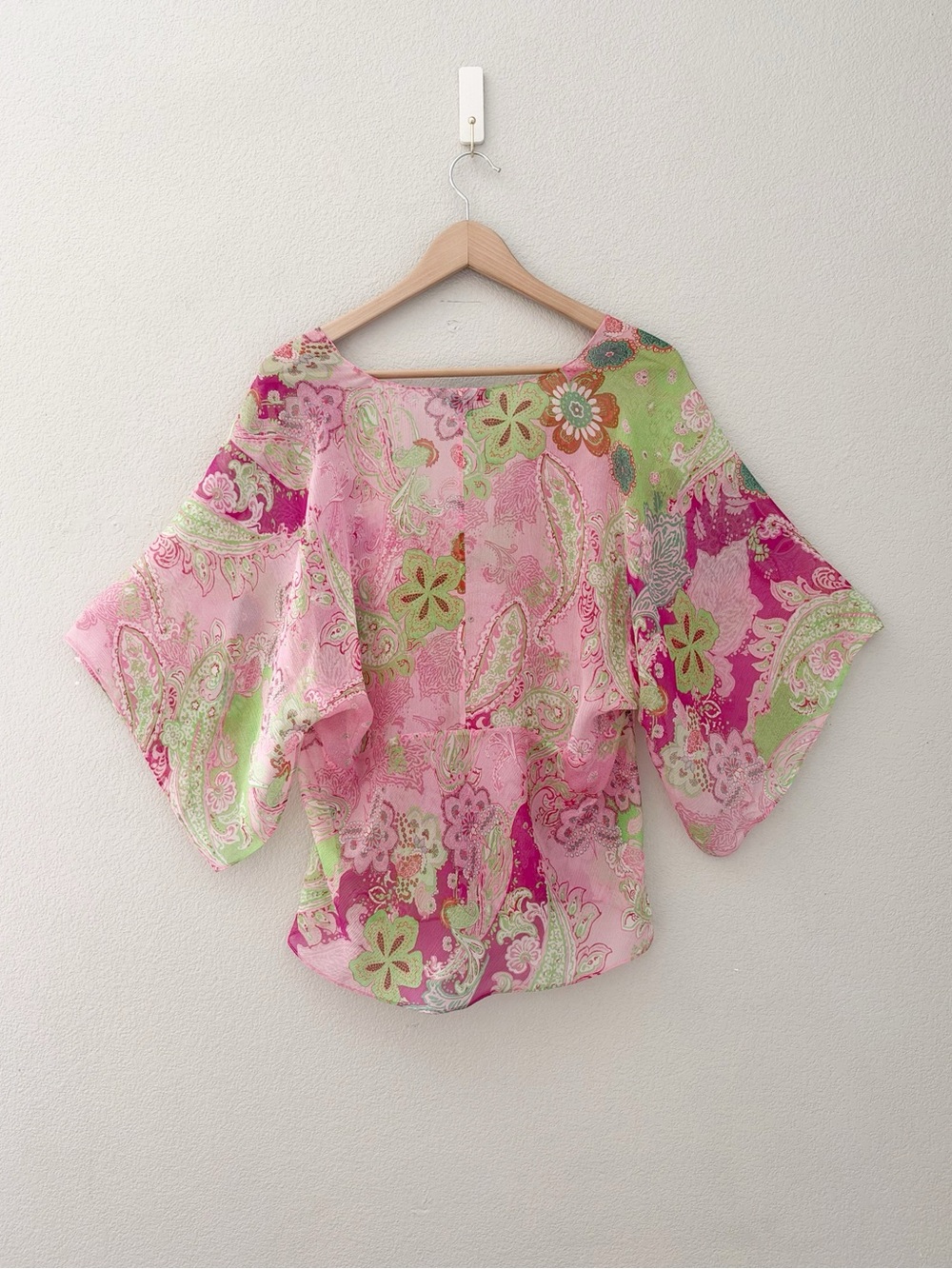 Ralph Lauren Vintage Paisley Ruffle Silk Skirt Top Set XL Pink Asymmetric Fairy - Picture 4 of 12